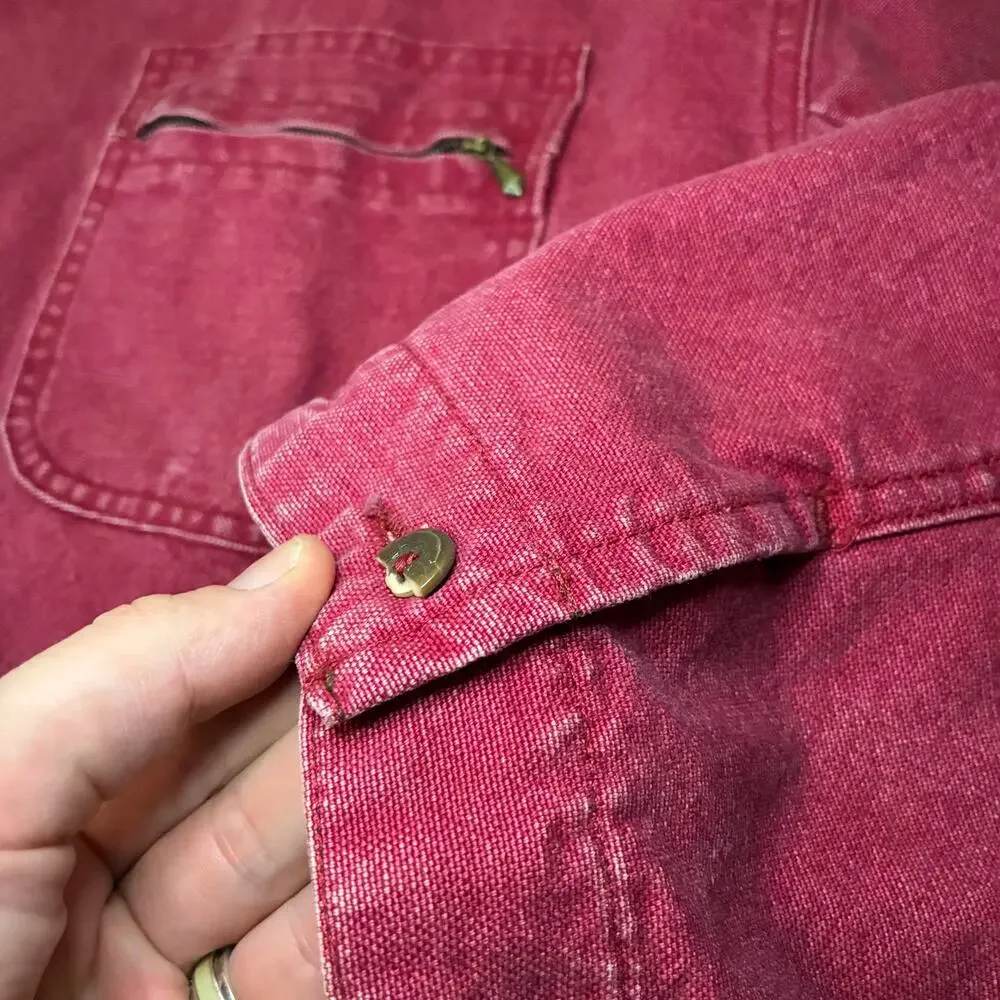 Vintage L.L. Bean Mens 2XL Cranberry Canvas Chore Barn Coat/Jacket Utility